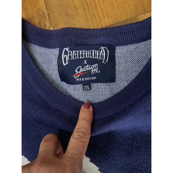 Grateful Dead Section 119 Skiing Bear Mountain Knit Sweater Mens 2XL Blue New - Picture 4 of 5